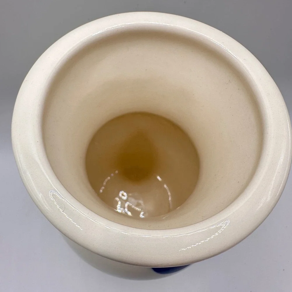 Terramoto San Francisco Ceramic Vase White with Blue Yellow Polka Dots Whimsical